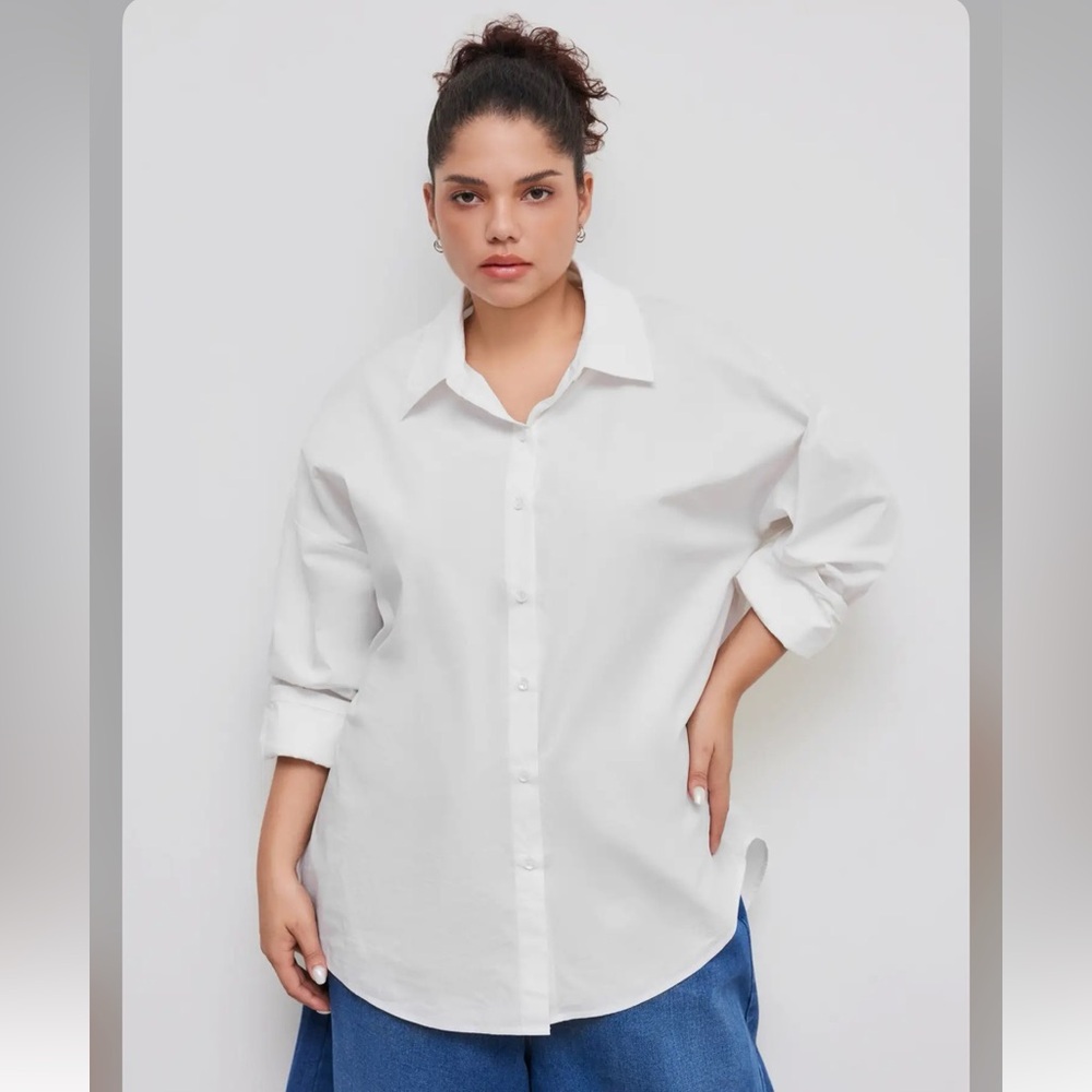 Cider 100% COTTON COLLAR SOLID BUTTON LONG SLEEVE… - image 1